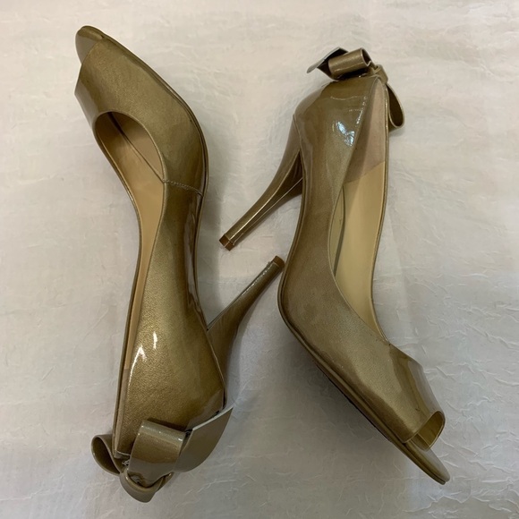 Enzo Angiolini Bow Peep Toe Pumps 7 1/2 M Leather - Picture 4 of 8